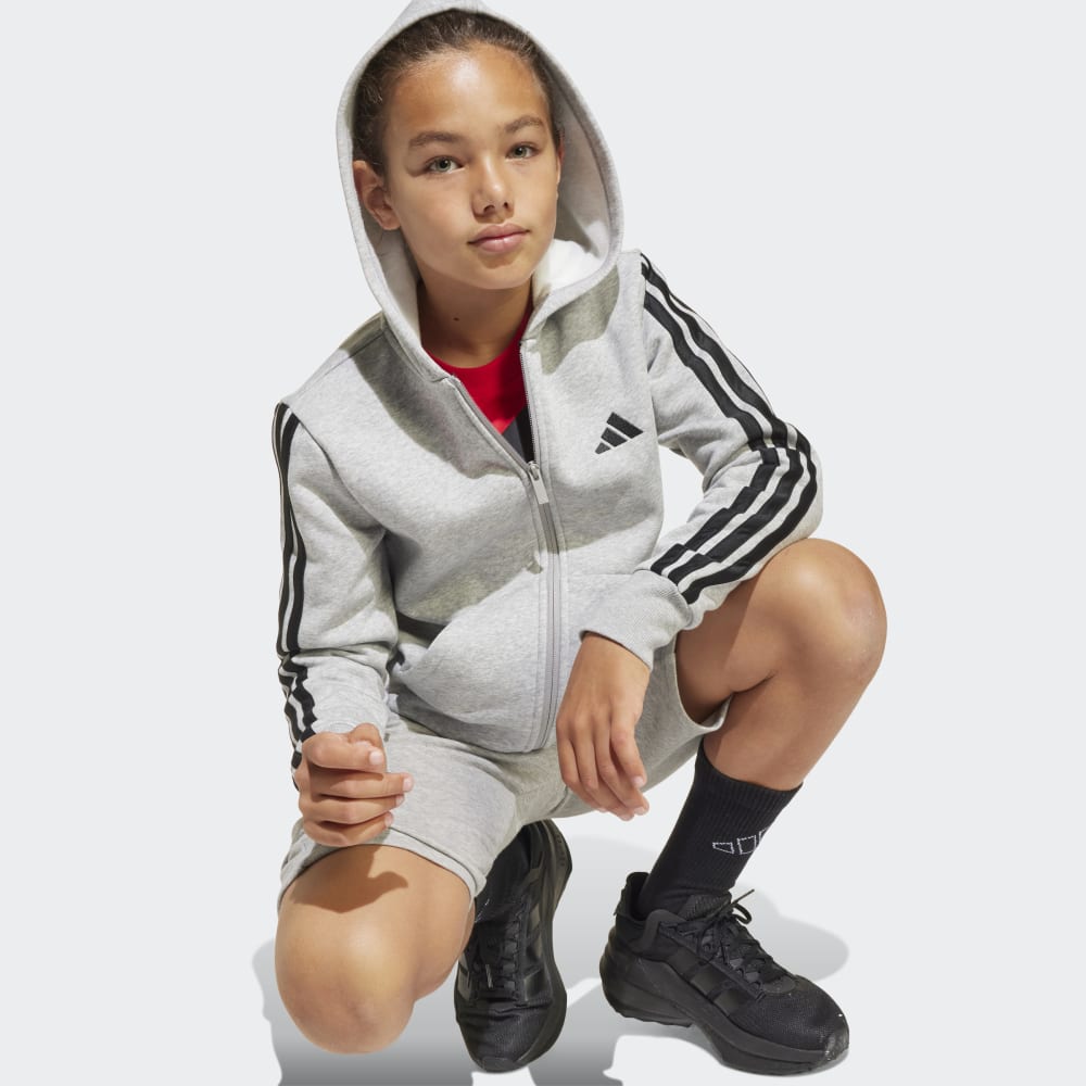 Casaca Adidas J 3S FL FZ HD Unisex - Urbano | JD6493 Gris