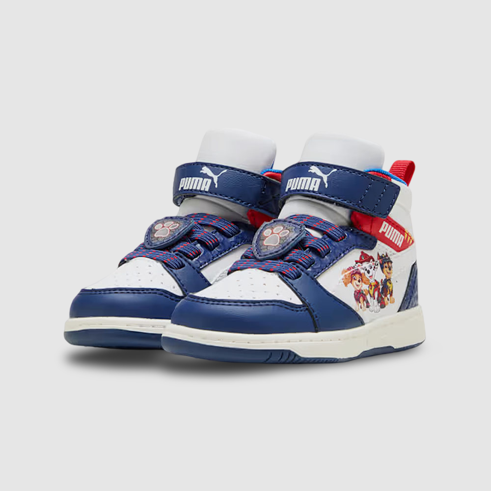 Zapatillas Puma Rebound V6 Mid Paw Patrol AC Niños - Urbano | Azul/Blanco/Rojo