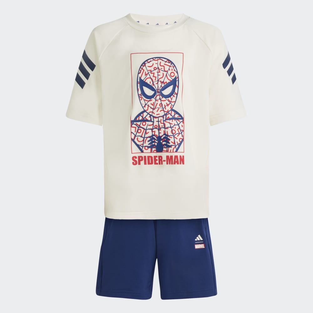 Conjunto Adidas LK MRVL SM TSET Unisex - Urbano | JZ3544 Blanco/Azul