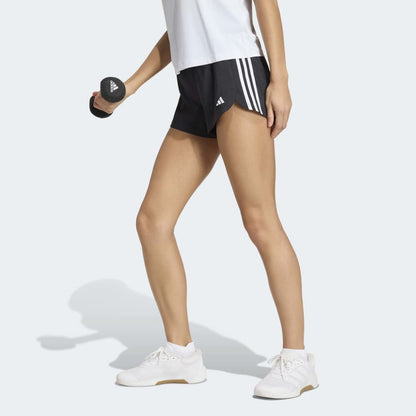 Shorts Adidas Pacer Training 3 Franjas Corte Alto Mujer - Training | IT7760 Negro