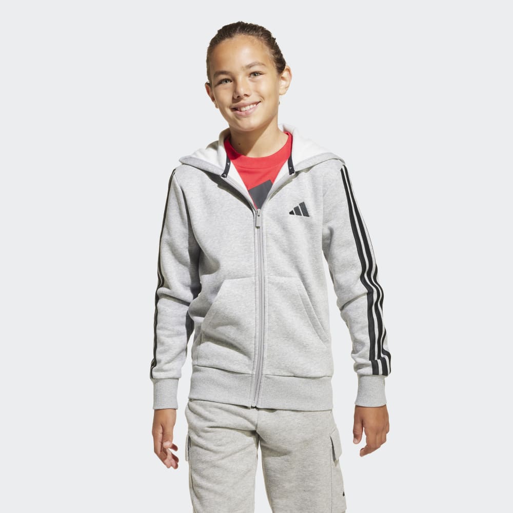 Casaca Adidas J 3S FL FZ HD Unisex - Urbano | JD6493 Gris