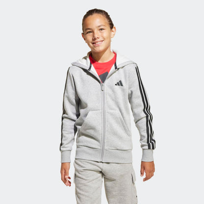Casaca Adidas J 3S FL FZ HD Unisex - Urbano | JD6493 Gris