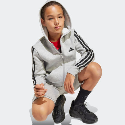 Casaca Adidas J 3S FL FZ HD Unisex - Urbano | JD6493 Gris