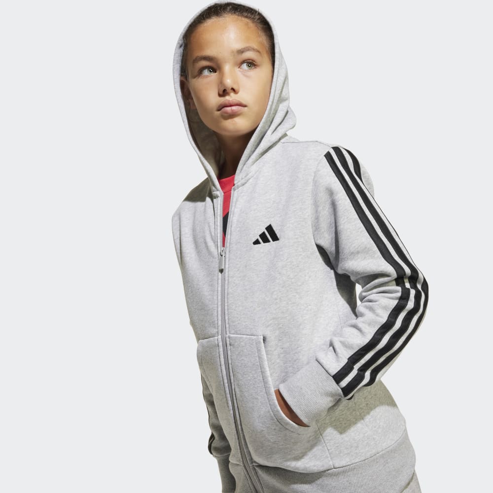 Casaca Adidas J 3S FL FZ HD Unisex - Urbano | JD6493 Gris