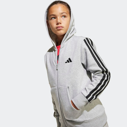 Casaca Adidas J 3S FL FZ HD Unisex - Urbano | JD6493 Gris