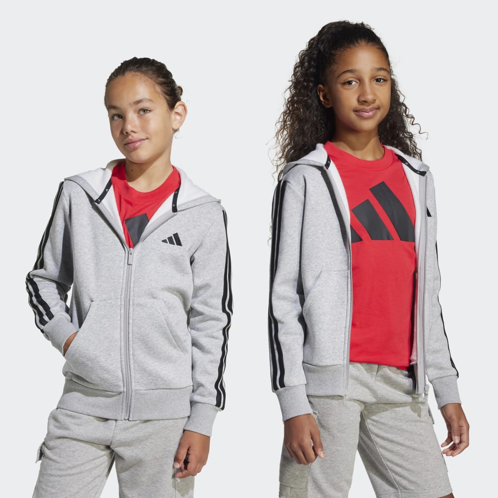 Casaca Adidas J 3S FL FZ HD Unisex - Urbano | JD6493 Gris
