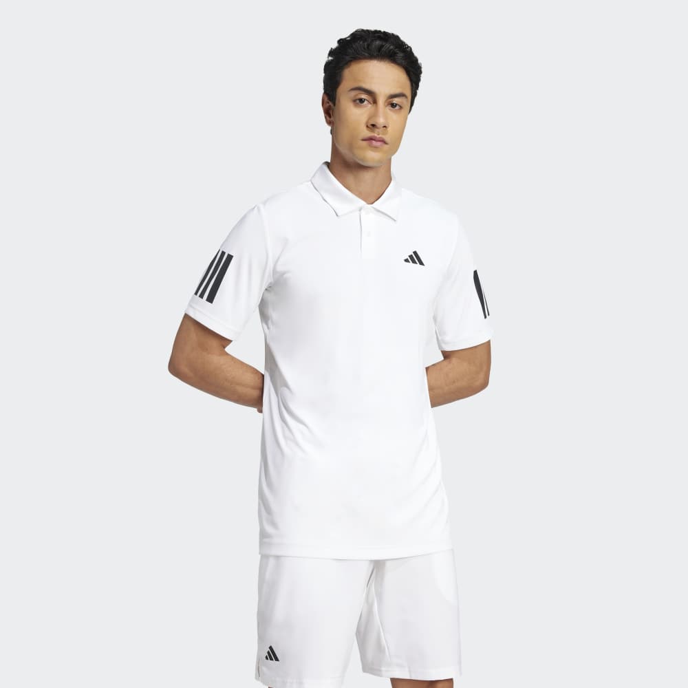 Polo Adidas Cuello Camisa Club de Tennis Hombre 3 Tiras Climacool Blanco