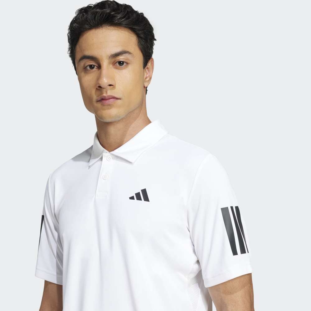 Polo Adidas Cuello Camisa Club de Tennis Hombre 3 Tiras Climacool Blanco