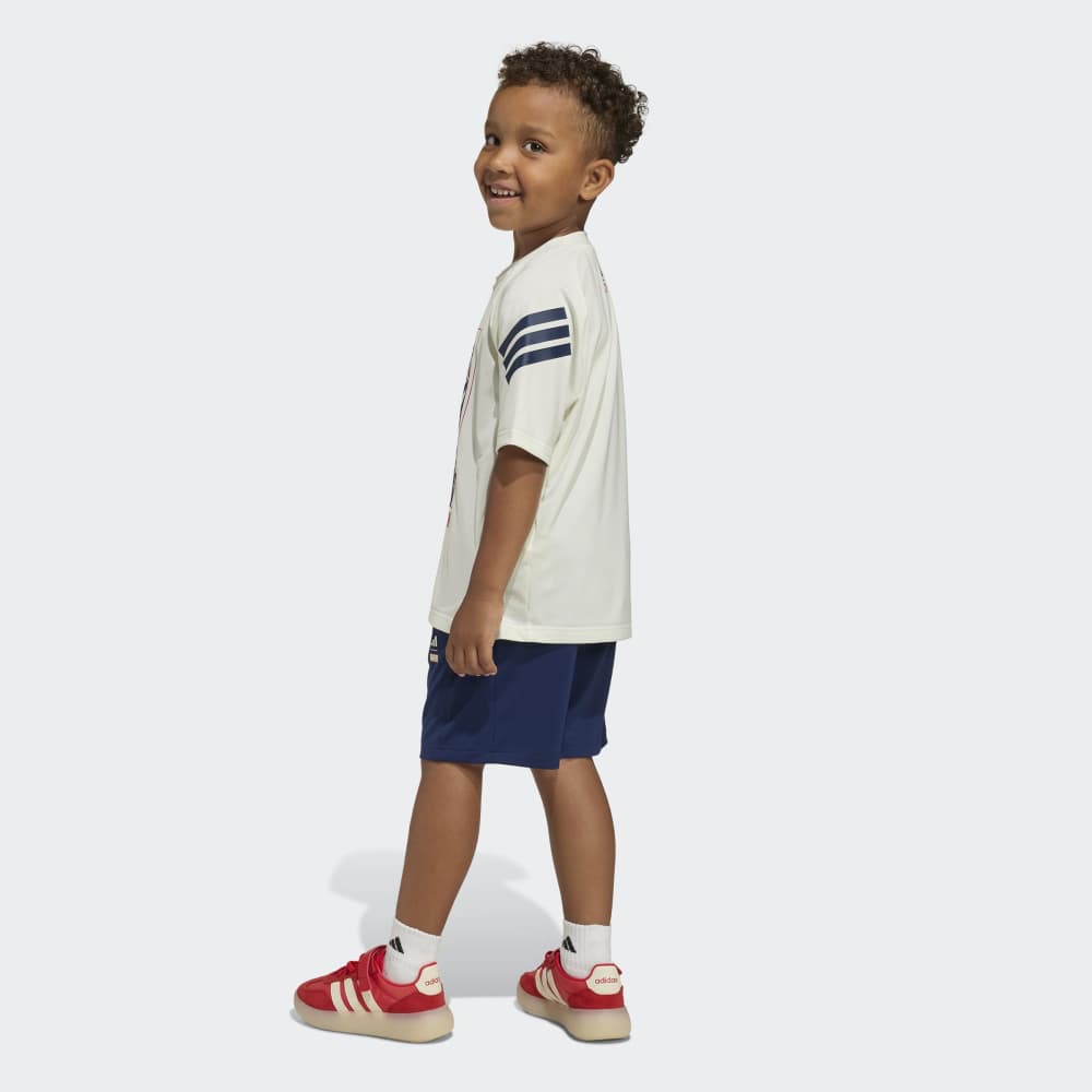 Conjunto Adidas LK MRVL SM TSET Unisex - Urbano | JZ3544 Blanco/Azul