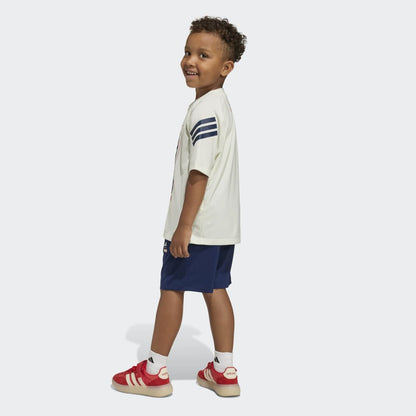 Conjunto Adidas LK MRVL SM TSET Unisex - Urbano | JZ3544 Blanco/Azul