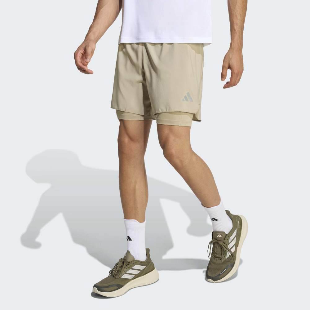 Shorts Adidas Run ESS 2 en 1 Hombre - Running | JZ7776 Beige