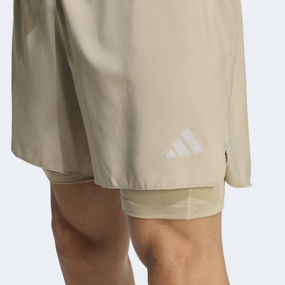 Shorts Adidas Run ESS 2 en 1 Hombre - Running | JZ7776 Beige