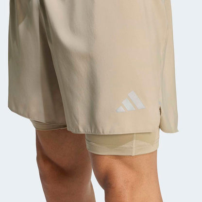 Shorts Adidas Run ESS 2 en 1 Hombre - Running | JZ7776 Beige