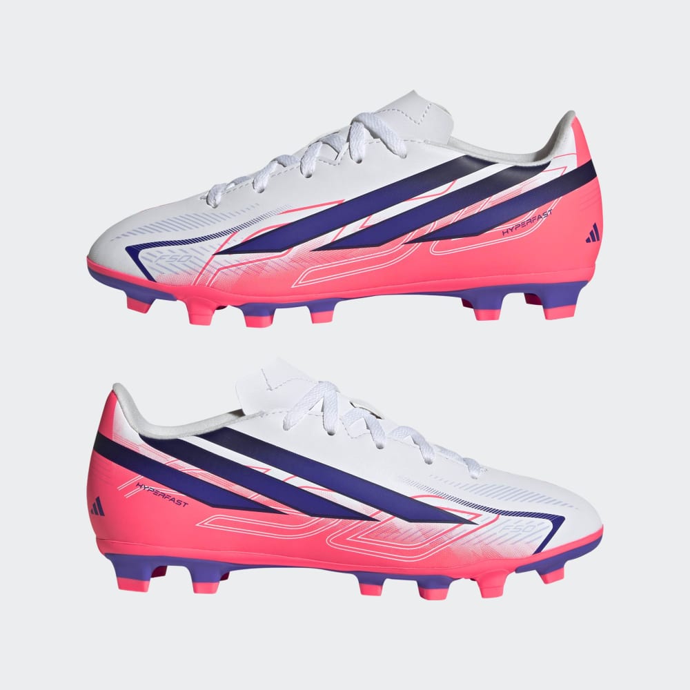 Zapatillas Adidas F50 Hyperfast Club FG/MG J Unisex - Fútbol | KK1308 Blanco / Azul